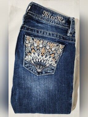 Miss Me Girls Size 8 Embellished Pockets Bootcut Denim Jeans